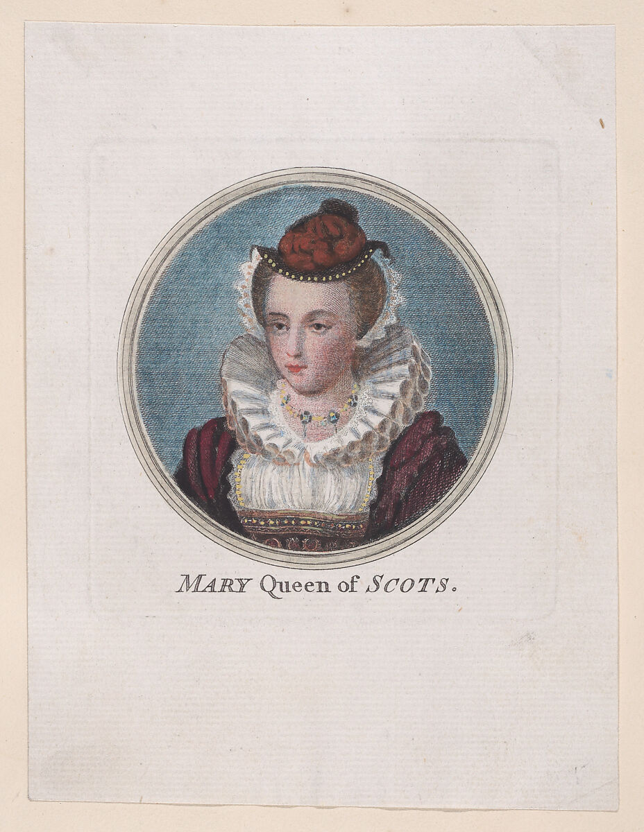 Mary, Queen of Scots, Robert Strange (British, Orkney, Scotland 1721–1792 London), Hand-colored etching and engraving 