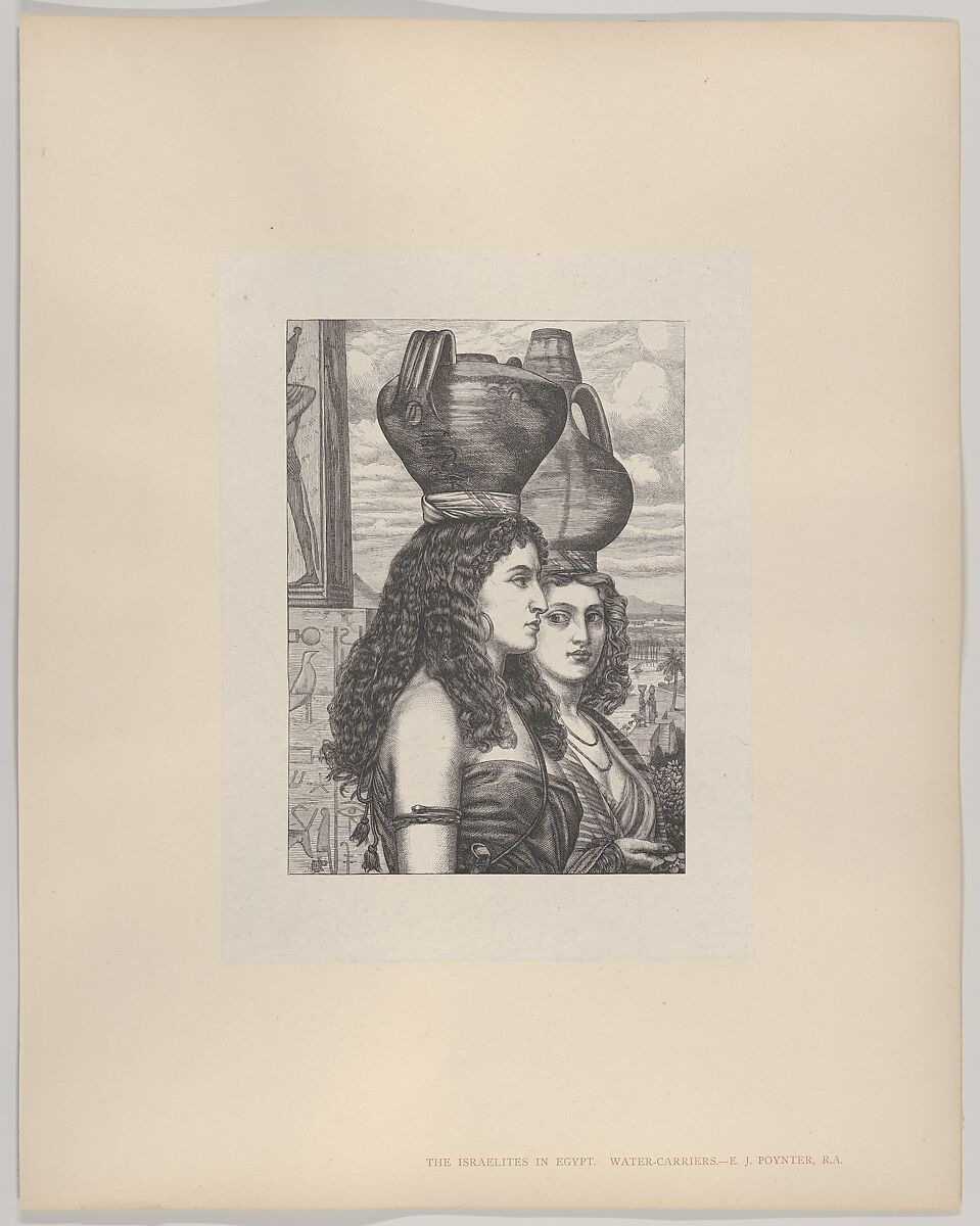 The Israelites in Egypt–Water Carriers, from "Dalziels' Bible Gallery", After Sir Edward John Poynter (British (born France), Paris 1836–1919 London), Wood engraving on India paper, mounted on thin card