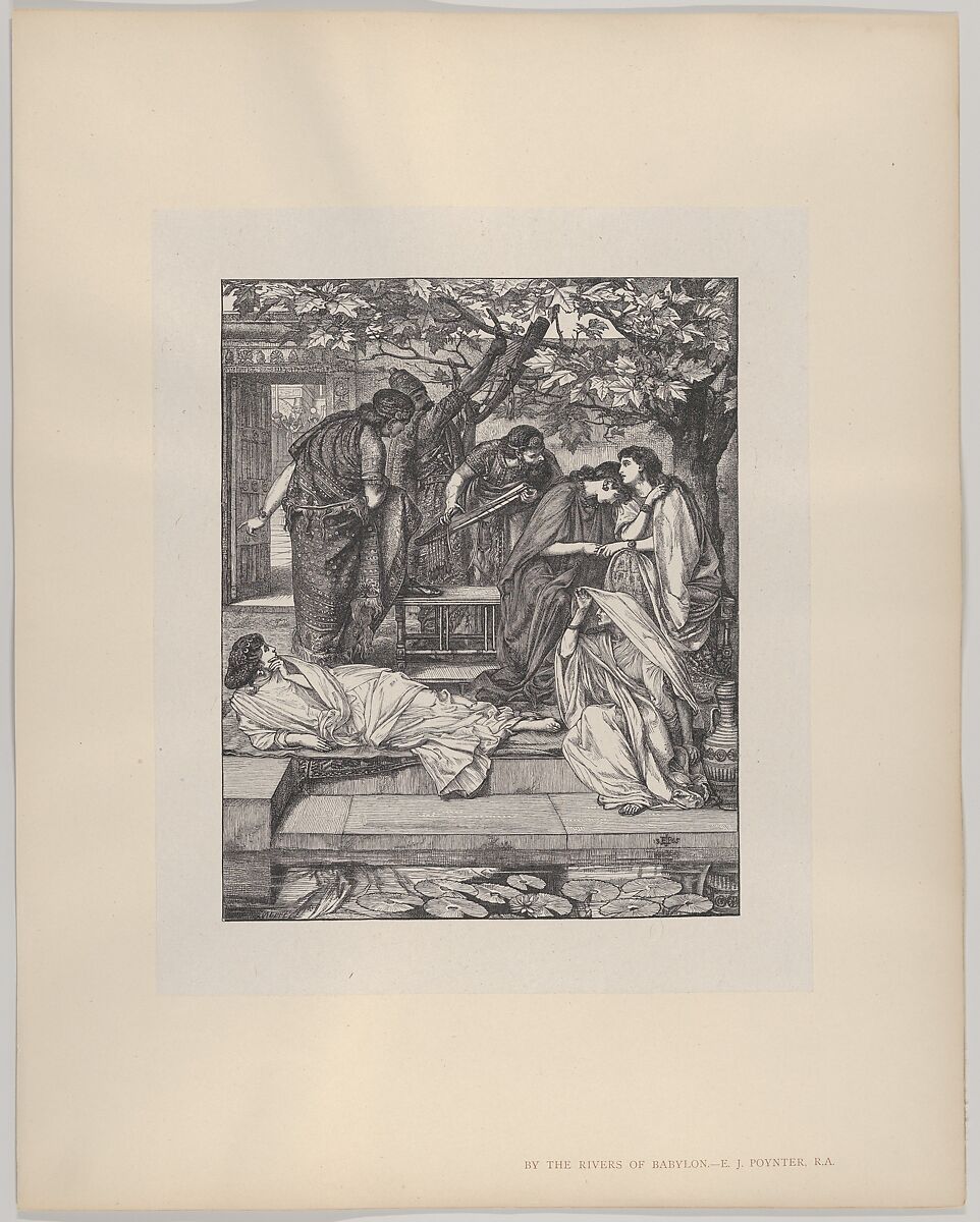 By the Rivers of Babylon, from "Dalziels' Bible Gallery", After Sir Edward John Poynter (British (born France), Paris 1836–1919 London), Wood engraving on India paper, mounted on thin card