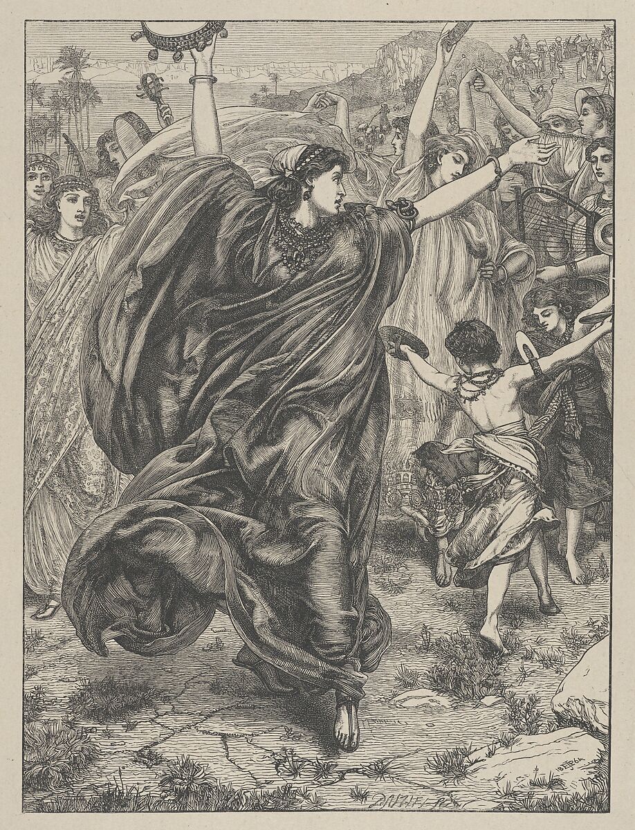 Miriam, from "Dalziels' Bible Gallery", After Sir Edward John Poynter (British (born France), Paris 1836–1919 London), Wood engraving on India paper, mounted on thin card 