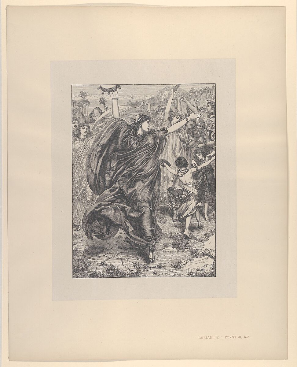 Miriam, from "Dalziels' Bible Gallery", After Sir Edward John Poynter (British (born France), Paris 1836–1919 London), Wood engraving on India paper, mounted on thin card
