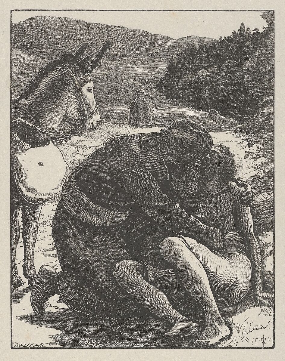 The Good Samaritan (The Parables of Our Lord and Saviour Jesus Christ), After Sir John Everett Millais (British, Southampton 1829–1896 London), Wood engraving; proof 