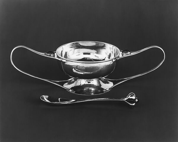 Porringer and Spoon, Charles Robert Ashbee (British, Isleworth, Middlesex 1863–1942 Godden Green, Kent), Silver and chrysoprase 