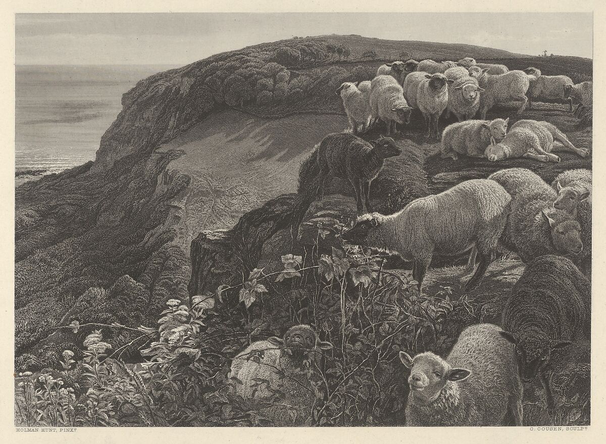 On the Hill Side (Our English Coasts, 1852), from "The Art Journal", After William Holman Hunt (British, London 1827–1910 London), Etching and engraving on chine collé; proof 