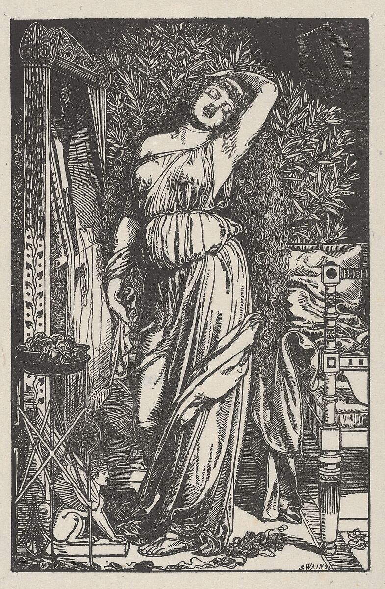 Danaë in the Brazen Chamber, After Frederick Augustus Sandys (British, Norwich 1829–1904 London), Wood engraving 