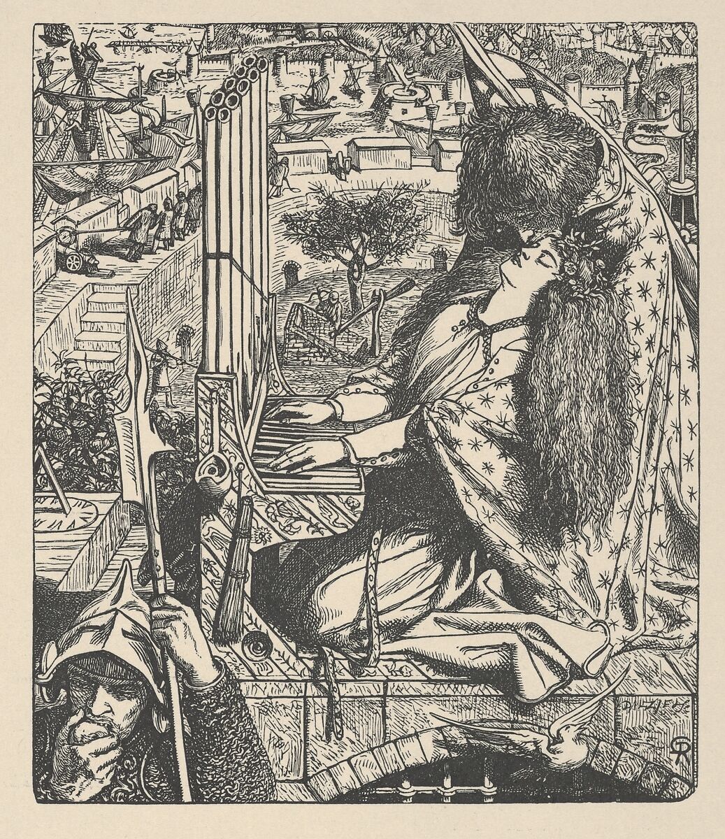 St. Cecily / Cecilia (Illustration for The Palace of Art in Tennyson's Poems, New York, 1903), After Dante Gabriel Rossetti (British, London 1828–1882 Birchington-on-Sea), Wood engraving 