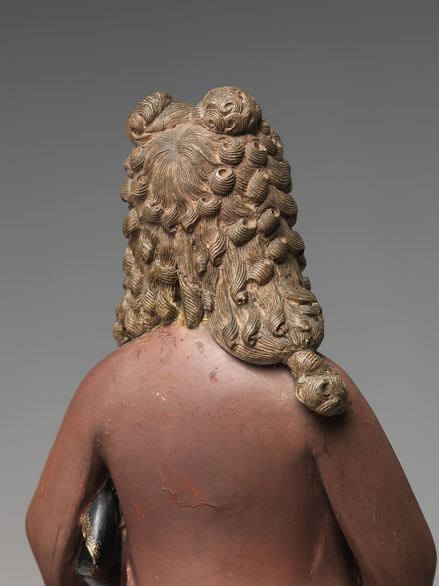 Figure of a European Merchant, Amoy Chinqua, Polychrome unfired clay and wood, Chinese, Canton