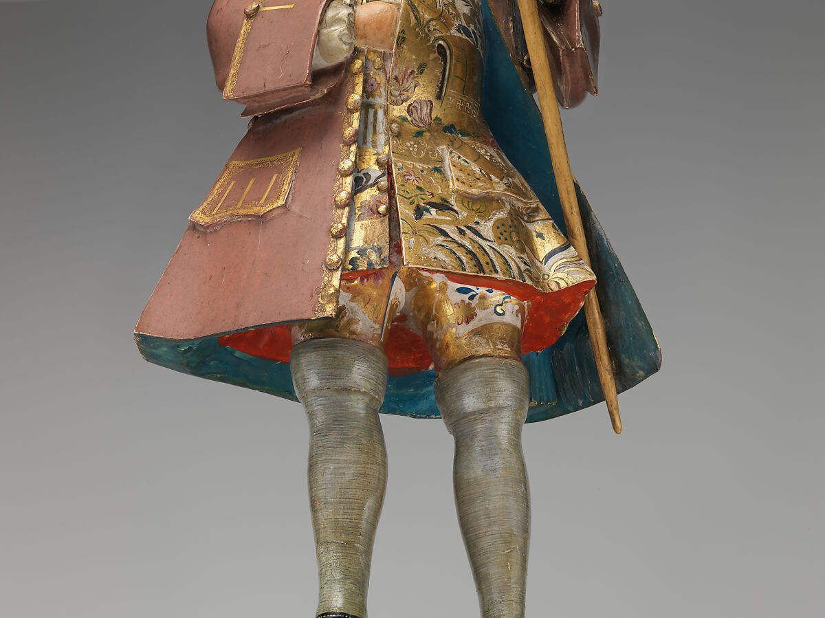 Figure of a European Merchant, Amoy Chinqua, Polychrome unfired clay and wood, Chinese, Canton