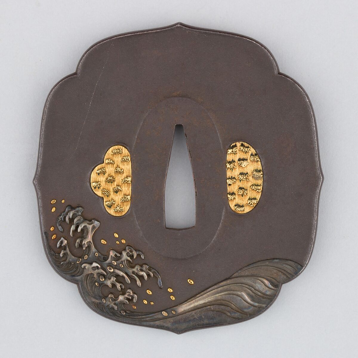 Sword Guard (Tsuba), Iron, gold, silver, copper , Japanese