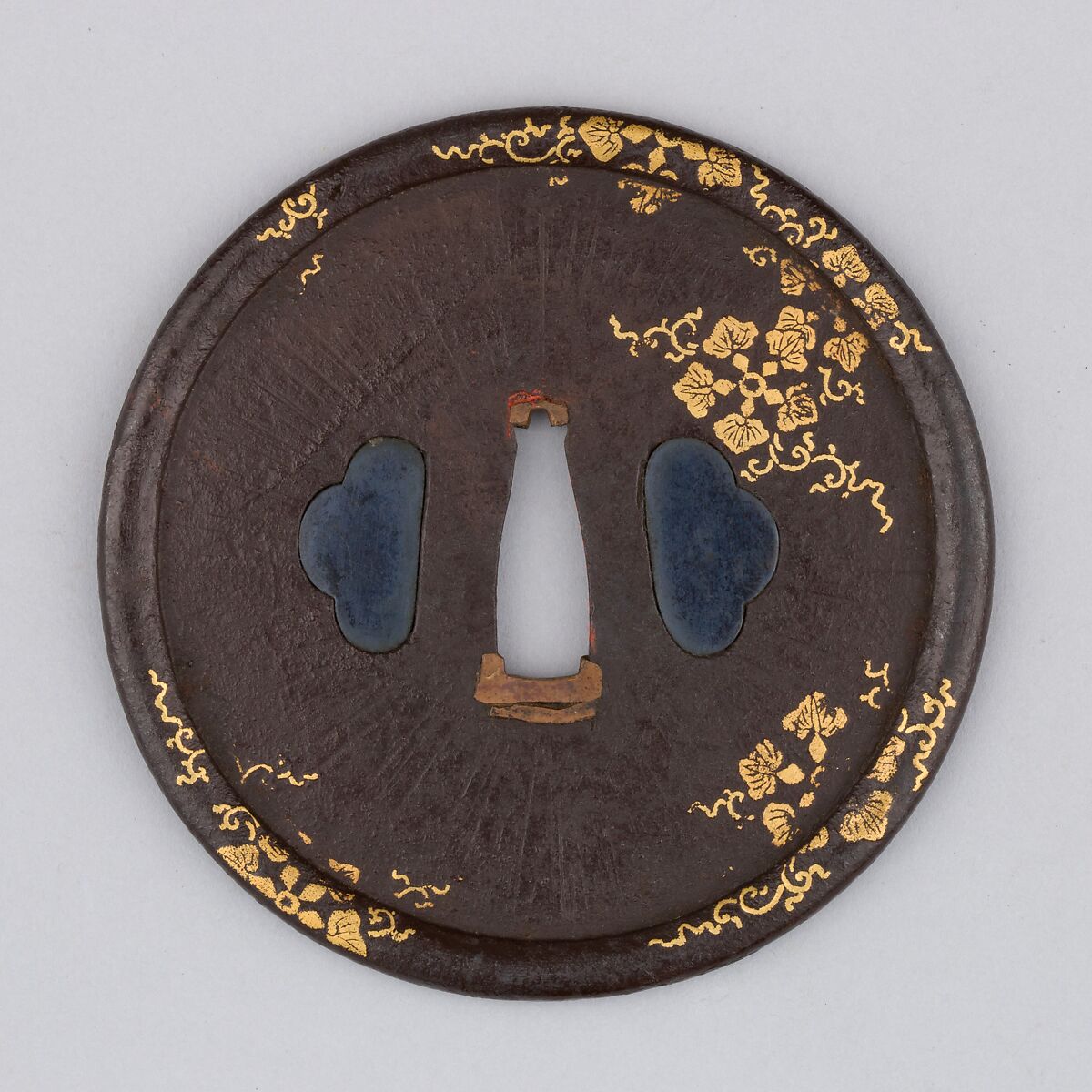 Sword Guard (Tsuba), Iron, gold, copper, Japanese