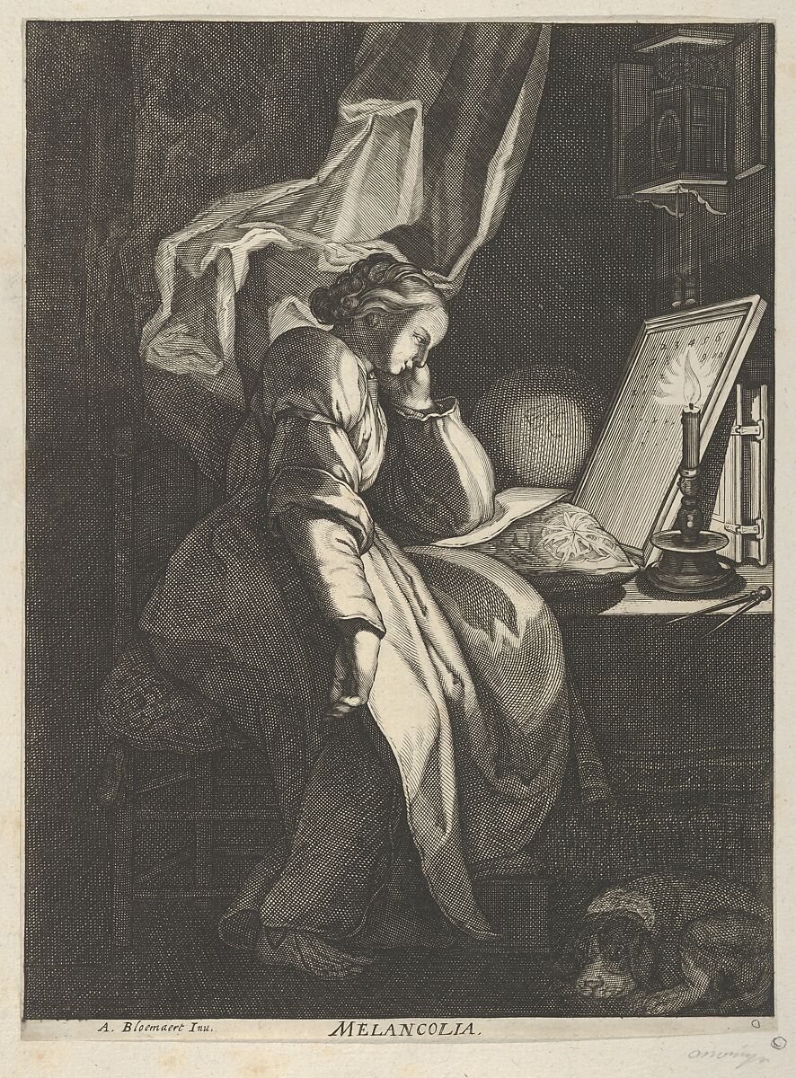 Melancholy (Melancolia), Attributed to Theodor Matham (Dutch, Haarlem 1605 or 1606–1676 Amsterdam), Etching and engraving 