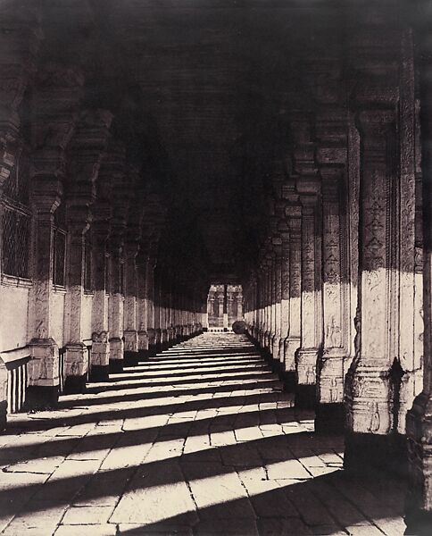 Madura: Trimul Naik's Choultry, Side Veranda from West, Linnaeus Tripe (British, Devonport (Plymouth Dock) 1822–1902 Devonport) 