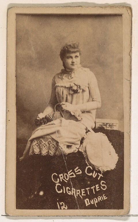 Card Number 12, Duprie, from the Actors and Actresses series (N145-1) issued by Duke Sons & Co. to promote Cross Cut Cigarettes, Issued by W. Duke, Sons &amp; Co. (New York and Durham, N.C.), Albumen photograph 