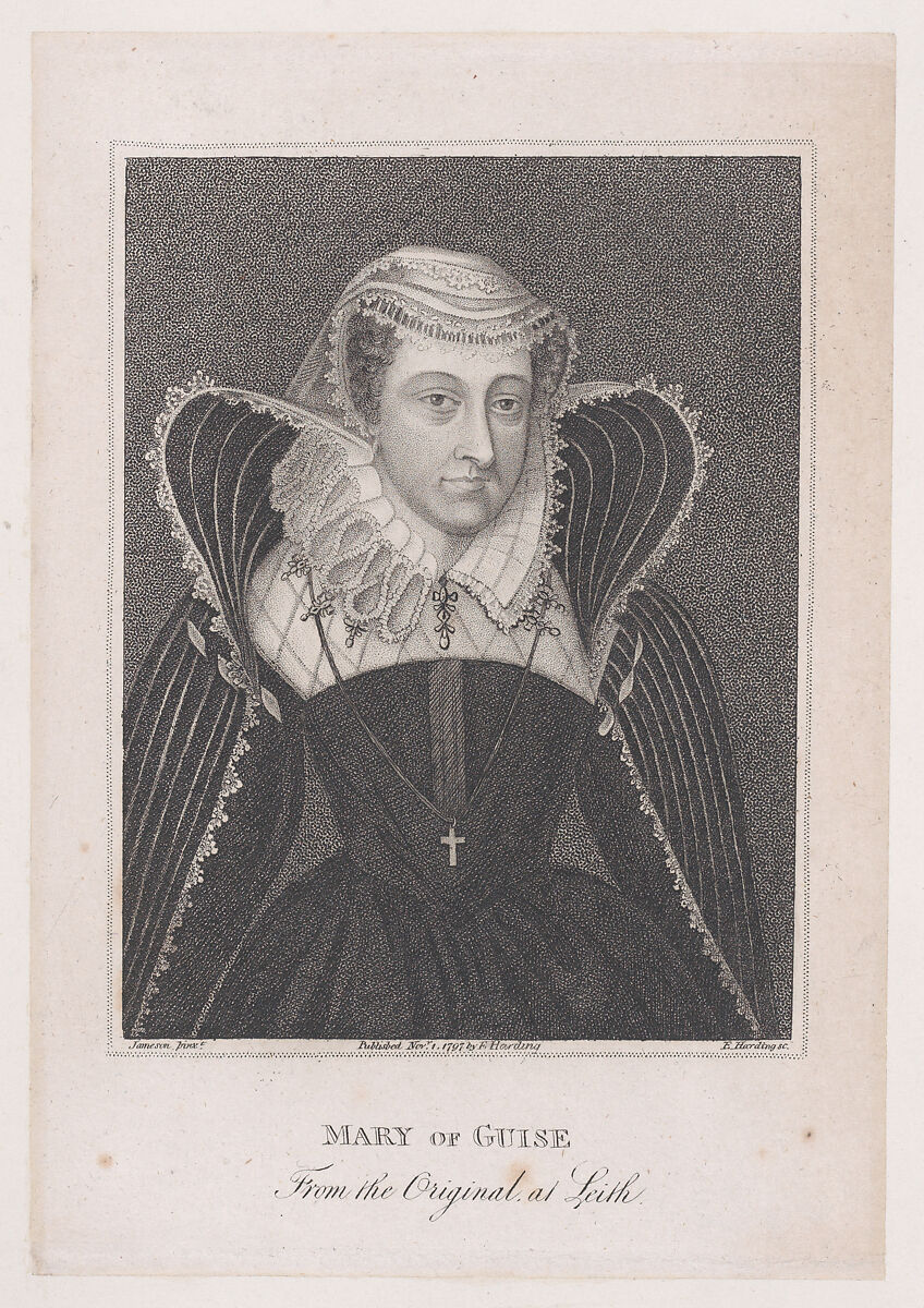 Mary, Queen of Scots (identified as Mary of Guise) (from "The Scottish Gallery; or, Portraits of Eminent Persons of Scotland"), Edward Harding (British, Stafford 1755–1840 London), Stipple engraving 