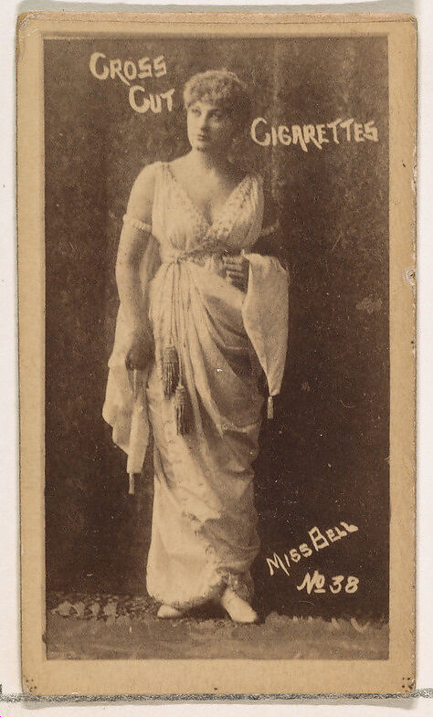 Card Number 38, Miss Bell, from the Actors and Actresses series (N145-1) issued by Duke Sons & Co. to promote Cross Cut Cigarettes, Issued by W. Duke, Sons &amp; Co. (New York and Durham, N.C.), Albumen photograph 