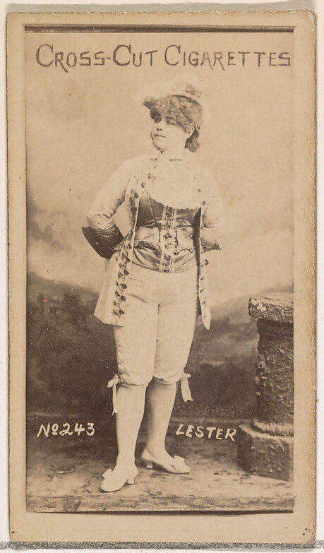 Card Number 243, Lester, from the Actors and Actresses series (N145-1) issued by Duke Sons & Co. to promote Cross Cut Cigarettes, Issued by W. Duke, Sons &amp; Co. (New York and Durham, N.C.), Albumen photograph 