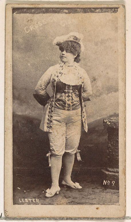 Card Number 9, Lester, from the Actors and Actresses series (N145-1) issued by Duke Sons & Co. to promote Cross Cut Cigarettes, Issued by W. Duke, Sons &amp; Co. (New York and Durham, N.C.), Albumen photograph 