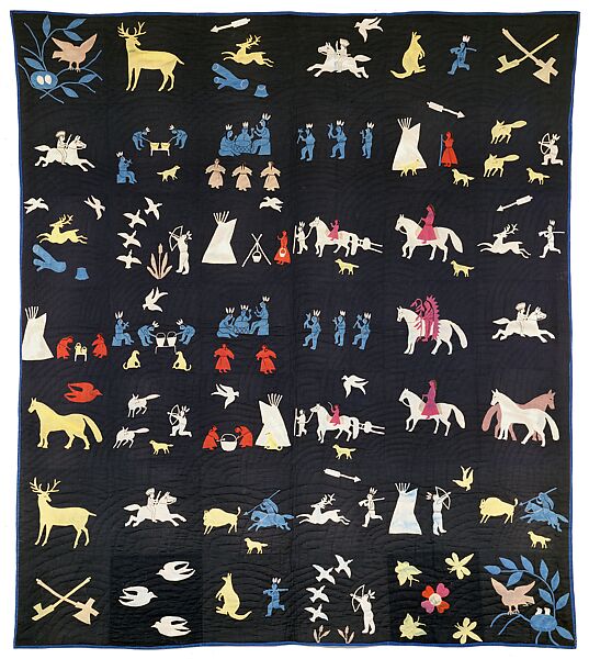 Quilt, Rebecca Blackwater (Native American, Dakota (Eastern Sioux) or Lakota (Teton Sioux), Santee, Nebraska, or Rosebud, South Dakota, active 20th century), Cotton cloth and thread, Dakota (Eastern Sioux) or Lakota (Teton Sioux) 