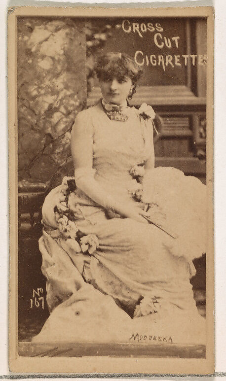 Card Number 167, Modjeska, from the Actors and Actresses series (N145-1) issued by Duke Sons & Co. to promote Cross Cut Cigarettes, Issued by W. Duke, Sons &amp; Co. (New York and Durham, N.C.), Albumen photograph 