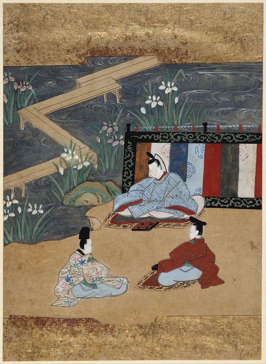 Scenes from the Tales of Ise (Ise monogatari), Tosa School, Set of album leaf paintings; ink and color on paper (shikishi), Japan 