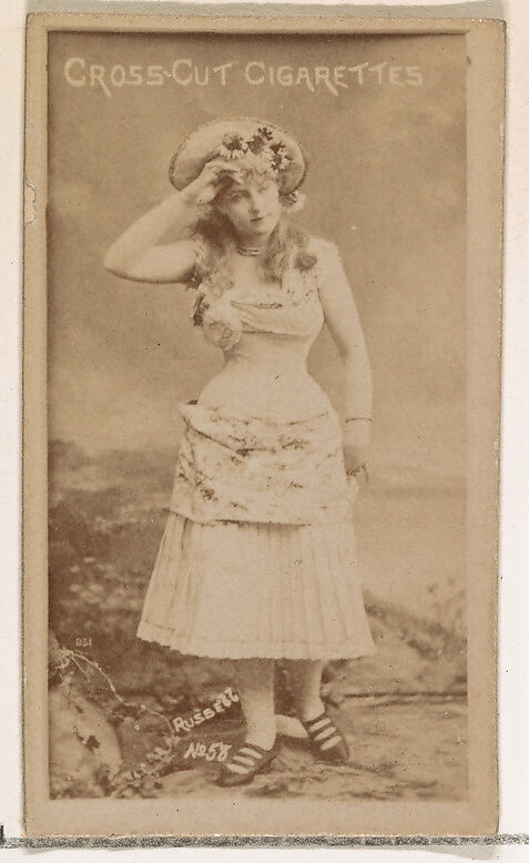 Card Number 58, Lillian Russell, from the Actors and Actresses series (N145-1) issued by Duke Sons & Co. to promote Cross Cut Cigarettes, Issued by W. Duke, Sons &amp; Co. (New York and Durham, N.C.), Albumen photograph 