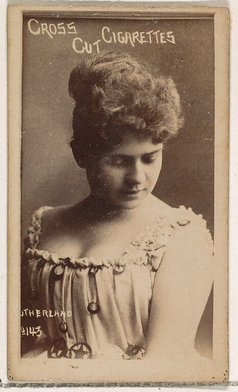 Card Number 143, Sutherland, from the Actors and Actresses series (N145-1) issued by Duke Sons & Co. to promote Cross Cut Cigarettes, Issued by W. Duke, Sons &amp; Co. (New York and Durham, N.C.), Albumen photograph 