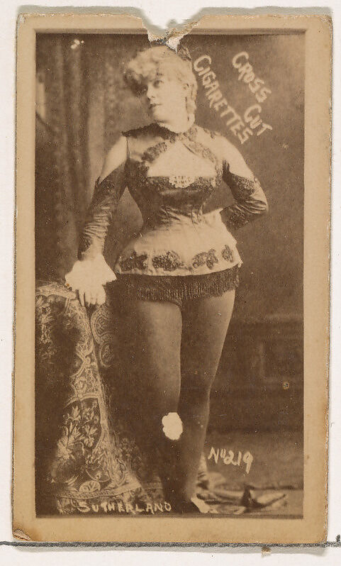 Card Number 219, Sutherland, from the Actors and Actresses series (N145-1) issued by Duke Sons & Co. to promote Cross Cut Cigarettes, Issued by W. Duke, Sons &amp; Co. (New York and Durham, N.C.), Albumen photograph 