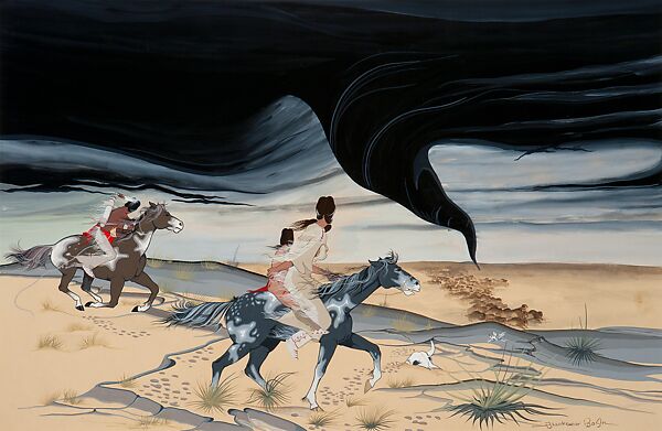 Wind Spirit, Francis Blackbear Bosin, Tsate Kongia (Native American, Comanche-Kiowa, Oklahoma, 1921–1980), Watercolor on paper, Comanche-Kiowa 