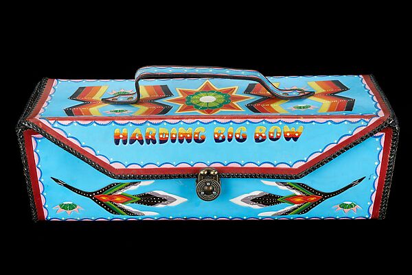 Peyote Box, Johnny Hoof (Native American, Arapaho, Oklahoma, active late 20th century), Commercial leather, metal, pigment, Arapaho 