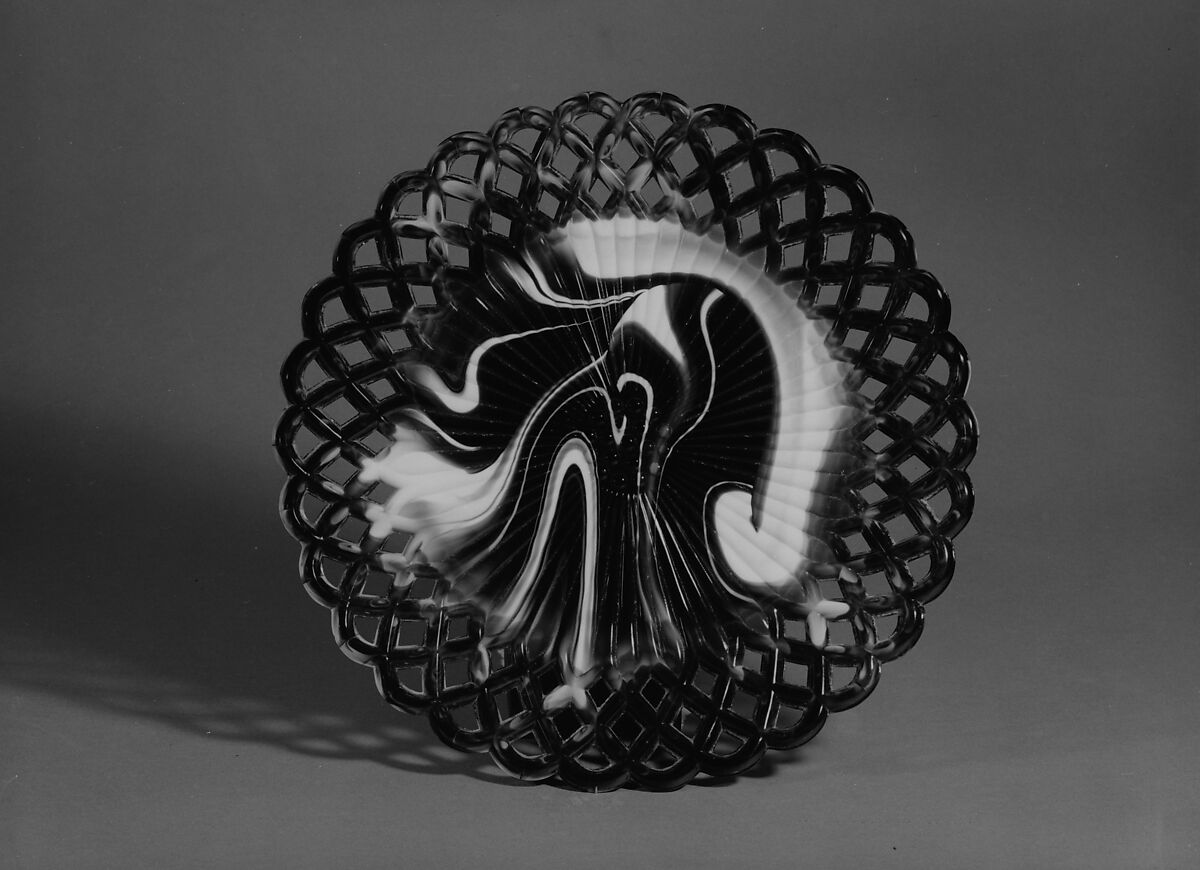 Plate, Challinor, Taylor and Company (1866–1891), Pressed purple marble glass, American 