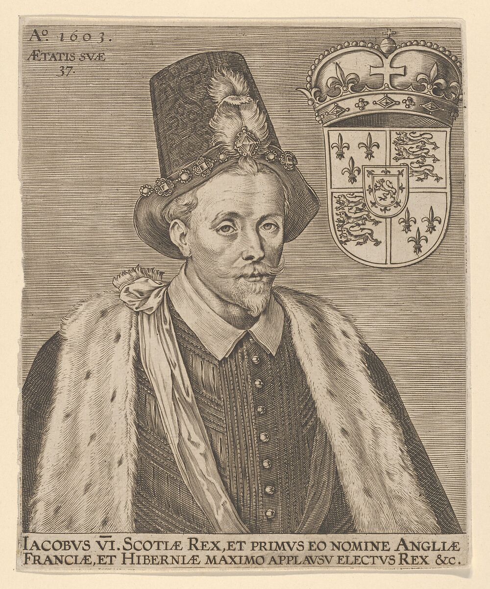 James VI, King of Scotland, Pieter de Jode I (Netherlandish, Antwerp 1570–Antwerp 1634), Engraving 