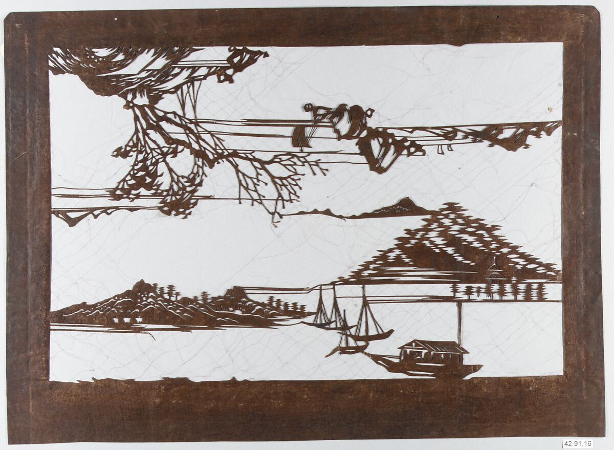 Stencil with Pattern of Seascape on White Ground | Japan | The ...
