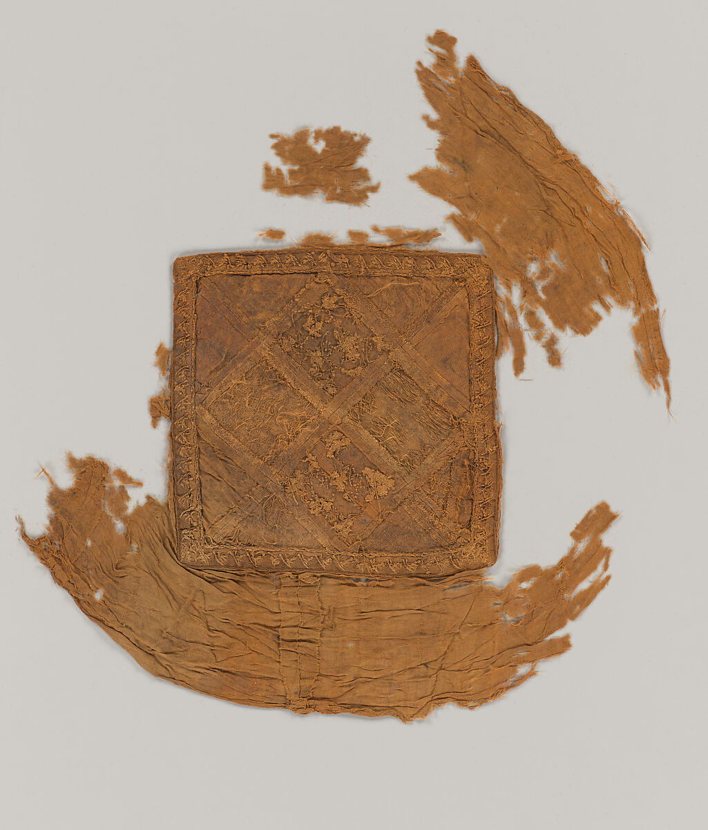 Pillow Cover, Silk embroidery on silk damask, China