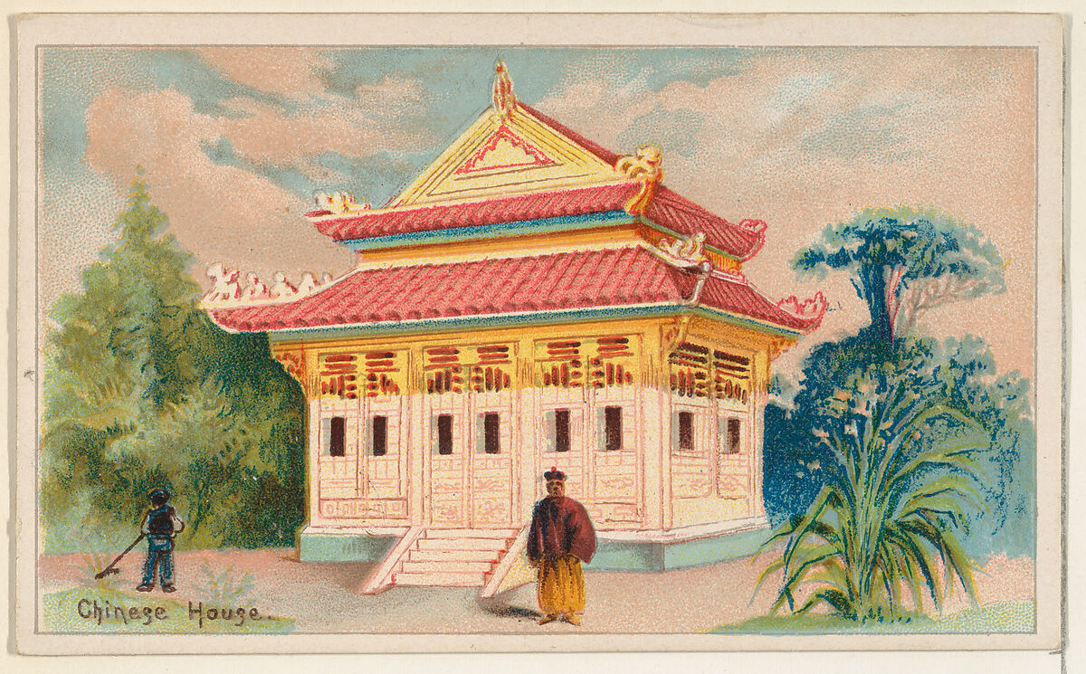 Chinese Residence, from the Habitations of Man series (N113) issued by W. Duke, Sons & Co. to promote Honest Long Cut Smoking and Chewing Tobacco, Original lithograph by The Giles Company (New York, NY), Commercial color lithograph 