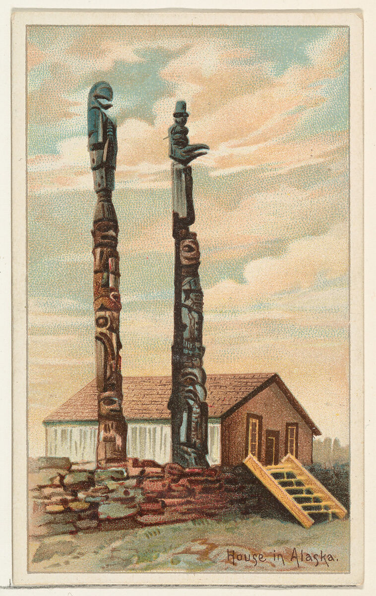 House in Alaska, from the Habitations of Man series (N113) issued by W. Duke, Sons & Co. to promote Honest Long Cut Smoking and Chewing Tobacco, Original lithograph by The Giles Company (New York, NY), Commercial color lithograph 