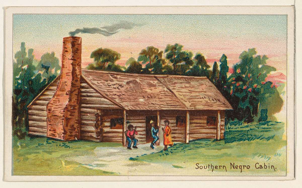 Southern Negro Cabin, from the Habitations of Man series (N113) issued by W. Duke, Sons & Co. to promote Honest Long Cut Smoking and Chewing Tobacco, Original lithograph by The Giles Company (New York, NY), Commercial color lithograph 