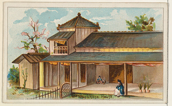 Japanese House, from the Habitations of Man series (N113) issued by W. Duke, Sons & Co. to promote Honest Long Cut Smoking and Chewing Tobacco, Original lithograph by The Giles Company (New York, NY), Commercial color lithograph 