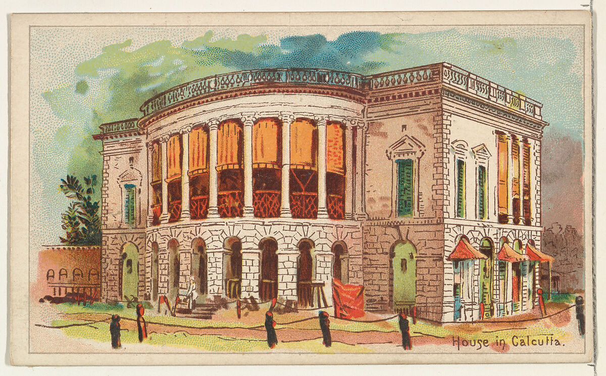 House in Calcutta, from the Habitations of Man series (N113) issued by W. Duke, Sons & Co. to promote Honest Long Cut Smoking and Chewing Tobacco, Original lithograph by The Giles Company (New York, NY), Commercial color lithograph 