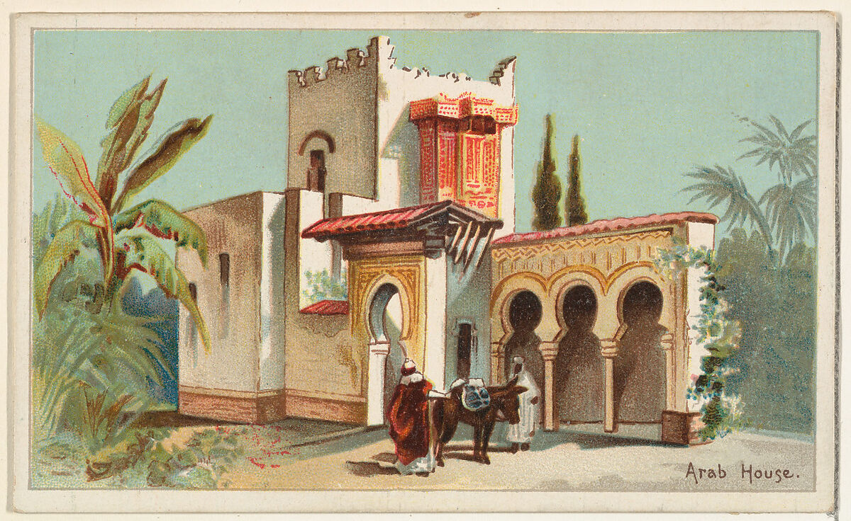 Arab House, from the Habitations of Man series (N113) issued by W. Duke, Sons & Co. to promote Honest Long Cut Smoking and Chewing Tobacco, Original lithograph by The Giles Company (New York, NY), Commercial color lithograph 