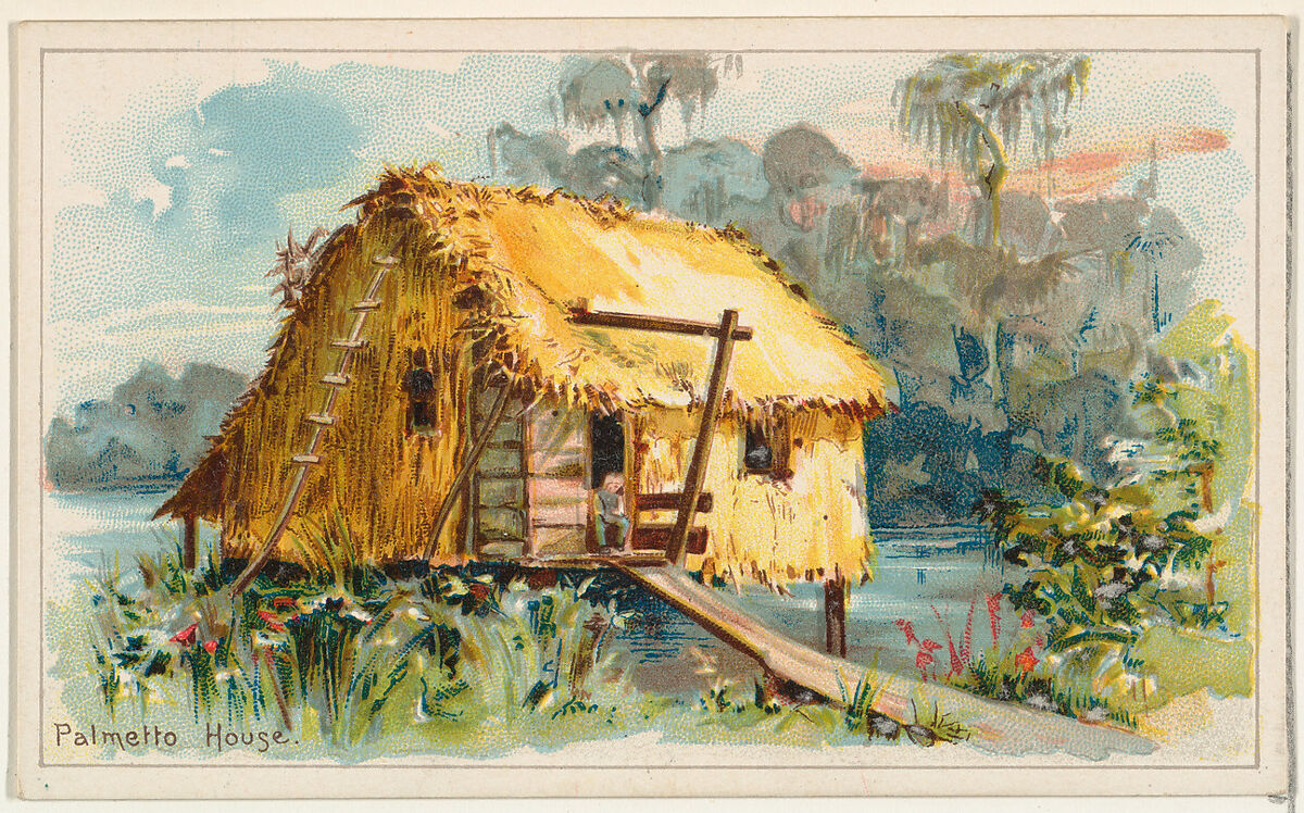 Palmetto House, from the Habitations of Man series (N113) issued by W. Duke, Sons & Co. to promote Honest Long Cut Smoking and Chewing Tobacco, Original lithograph by The Giles Company (New York, NY), Commercial color lithograph 