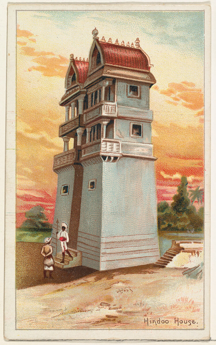 Hindoo House, from the Habitations of Man series (N113) issued by W. Duke, Sons & Co. to promote Honest Long Cut Smoking and Chewing Tobacco, Original lithograph by The Giles Company (New York, NY), Commercial color lithograph 