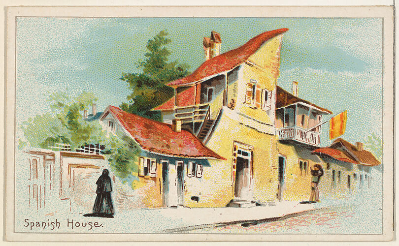 Spanish House, from the Habitations of Man series (N113) issued by W. Duke, Sons & Co. to promote Honest Long Cut Smoking and Chewing Tobacco