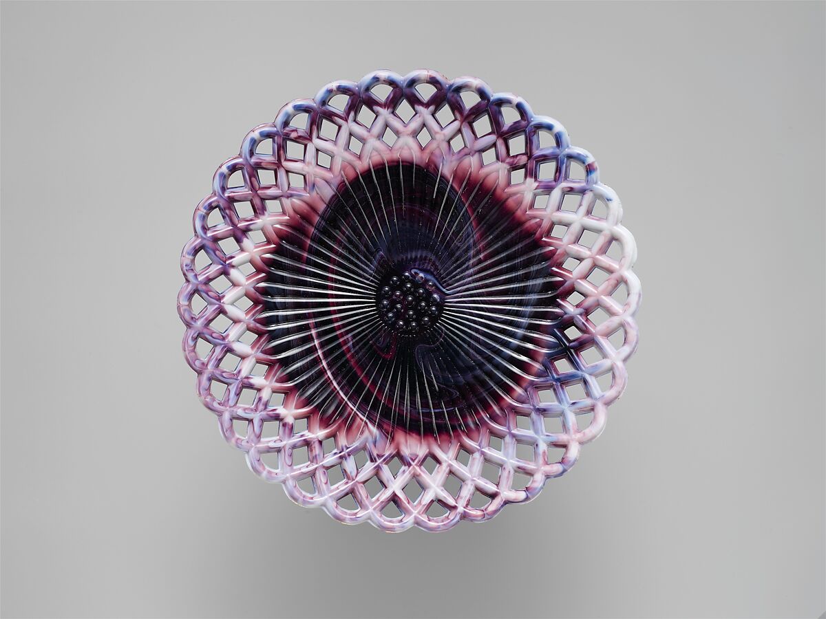 Plate, Challinor, Taylor and Company (1866–1891), Pressed purple marble glass, American 