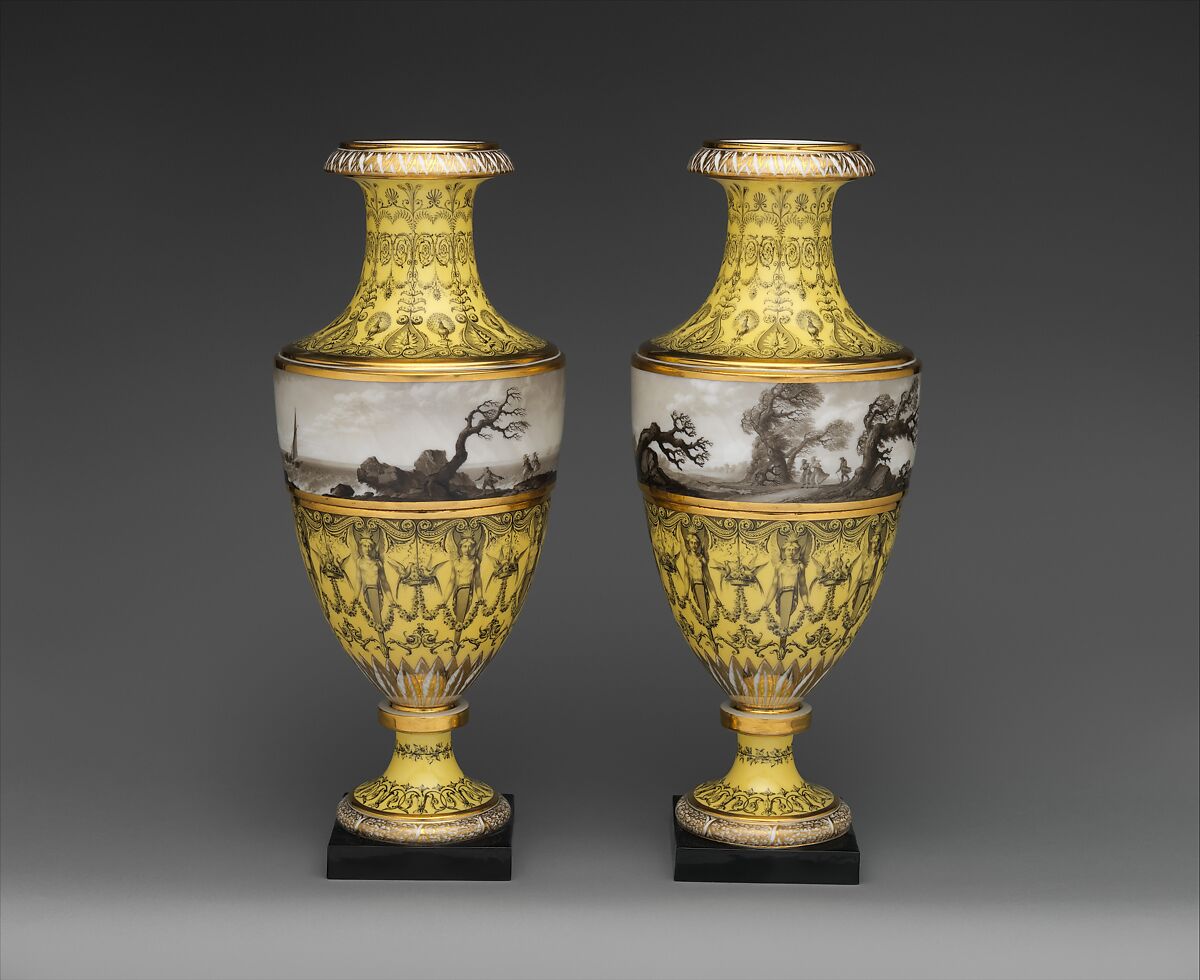 Vase with scenes of storm at sea, Dihl et Guérhard (French, 1781–ca. 1824) (Manufacture de Monsieur Le Duc d’Angoulême, until 1789), Hard-paste porcelain decorated in polychrome enamels, gold, French, Paris