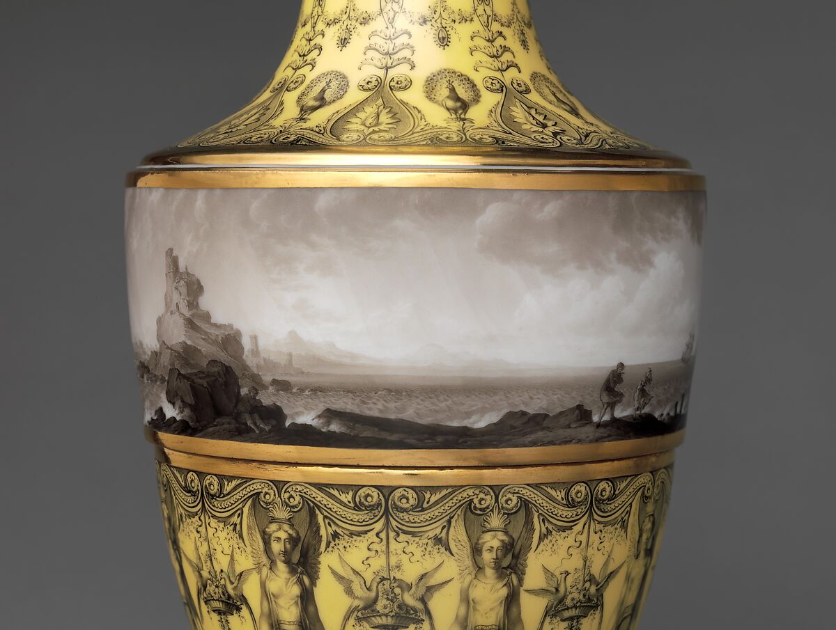 Vase with scenes of storm at sea, Dihl et Guérhard (French, 1781–ca. 1824) (Manufacture de Monsieur Le Duc d’Angoulême, until 1789), Hard-paste porcelain decorated in polychrome enamels, gold, French, Paris