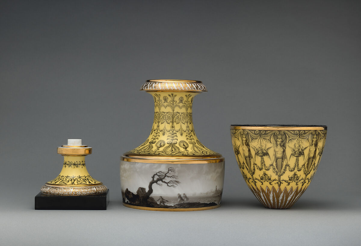 Vase with scenes of storm at sea, Dihl et Guérhard (French, 1781–ca. 1824) (Manufacture de Monsieur Le Duc d’Angoulême, until 1789), Hard-paste porcelain decorated in polychrome enamels, gold, French, Paris