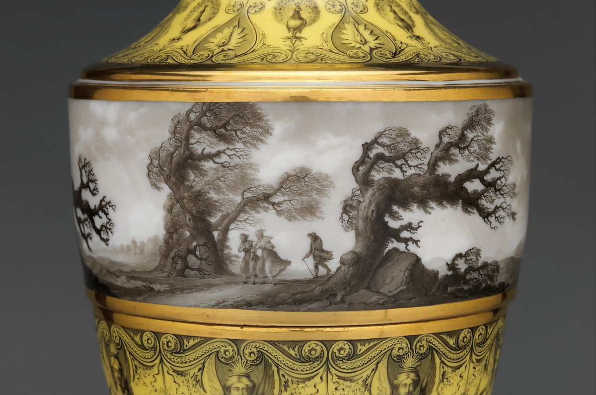 Vase with scenes of storm on land, Dihl et Guérhard (French, 1781–ca. 1824) (Manufacture de Monsieur Le Duc d’Angoulême, until 1789), Hard-paste porcelain decorated in polychrome enamels, gold, French, Paris