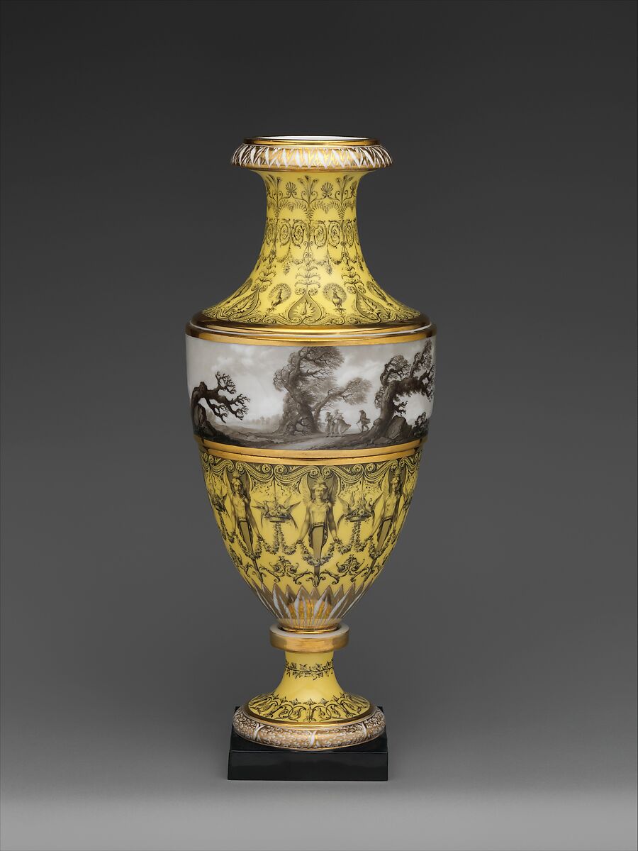 Vase with scenes of storm on land, Dihl et Guérhard (Manufacture de Monsieur Le Duc d’Angoulême, until 1789) French, Hard-paste porcelain decorated in polychrome enamels, gold, French, Paris