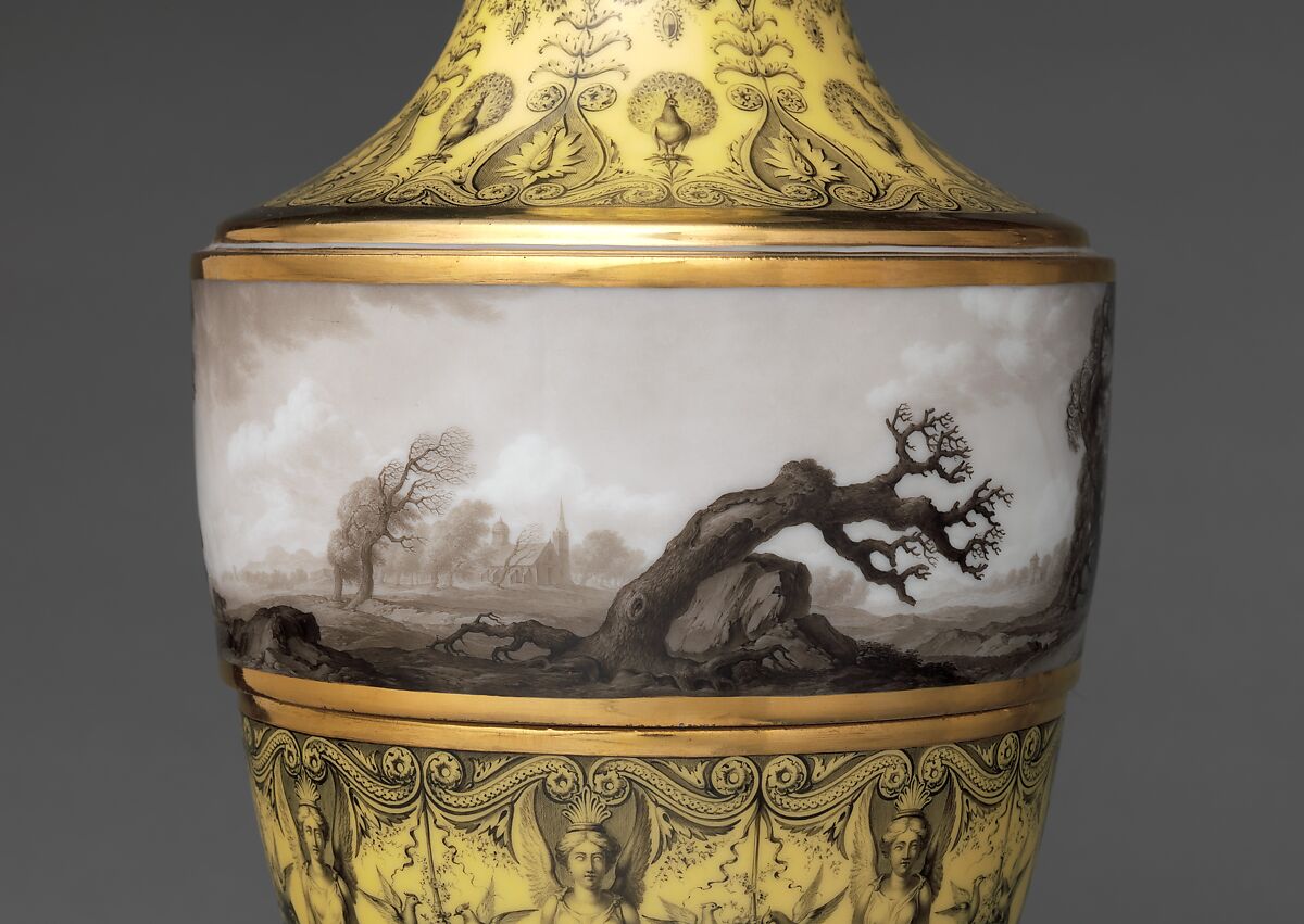 Vase with scenes of storm on land, Dihl et Guérhard (French, 1781–ca. 1824) (Manufacture de Monsieur Le Duc d’Angoulême, until 1789), Hard-paste porcelain decorated in polychrome enamels, gold, French, Paris