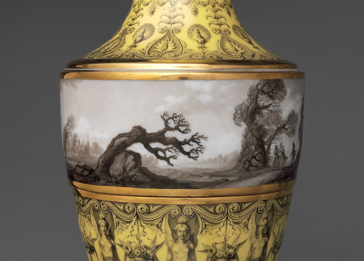 Vase with scenes of storm on land, Dihl et Guérhard (French, 1781–ca. 1824) (Manufacture de Monsieur Le Duc d’Angoulême, until 1789), Hard-paste porcelain decorated in polychrome enamels, gold, French, Paris